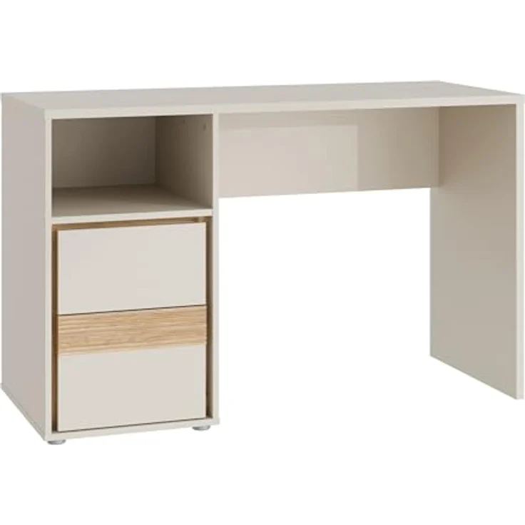 Forte WEXLIN Schreibtisch 120, moderner Schreibtisch mit Stauraumfach und Schranktür, Kinder- und Jugendzimmer, Kaschmir|Beige|Mauvella Eiche Holzdekor, 119,7 cm breit x 75,7 cm hoch x 50,2 cm tief – Bild 5