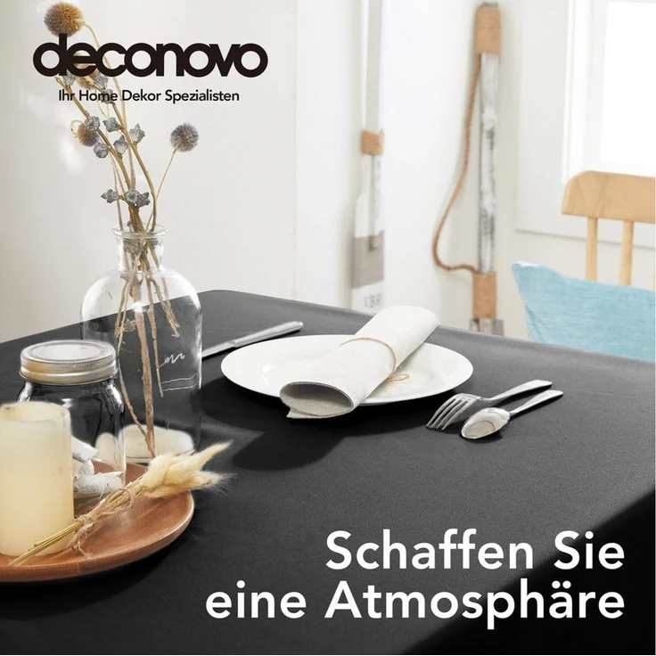 Deconovo Tischdecke Wasserabweisend Tischwäsche Abwaschbar Tischtücher Pflegeleicht (1er Set, Rechteckige Tischdecken), Lotuseffekt fleckabweisend rechteckige Tischdecken fleckabweisend – Bild 2