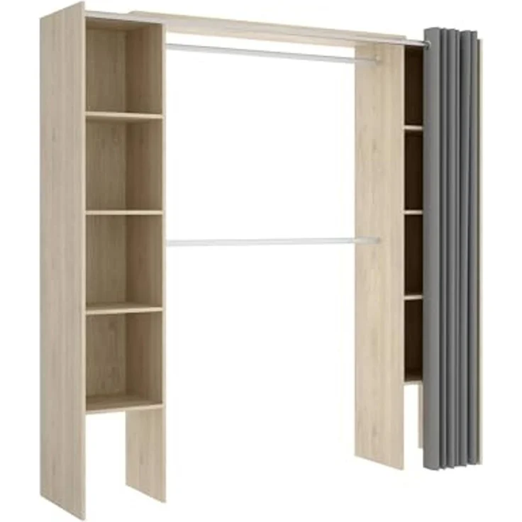 Dmora - Großer Kleiderschrank Manaslu, Schlafzimmermöbel, Schrank, Garderobe, 180x50 h205 cm, Eiche – Bild 3