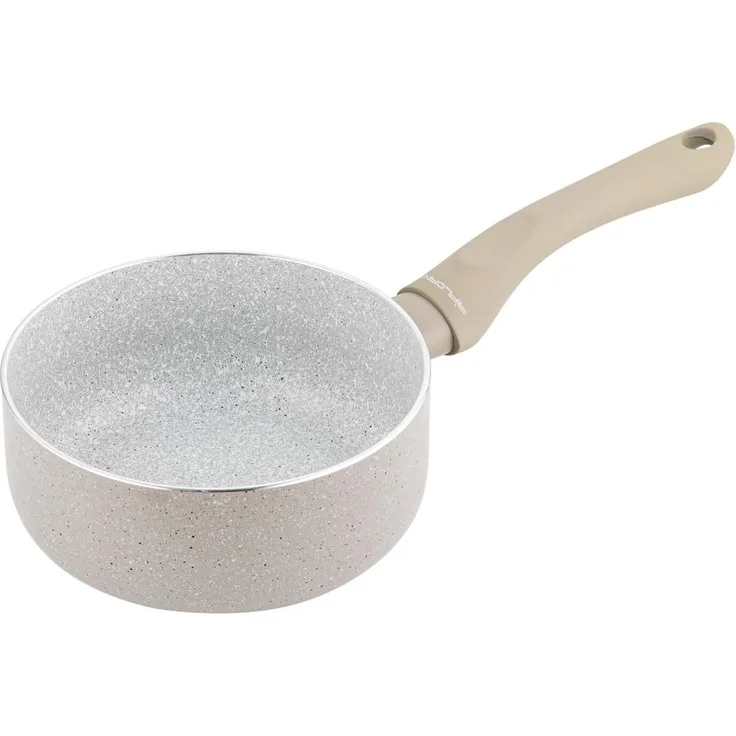 FLORINA Aluminium Kasserolle ISLA 16 CM 1,1L | Kleiner Kochtopf mit Antihaftbeschichtung | Schnelles und gleichmäßiges Erhitzen | Soft-Touch-Griff | Ästhetisches Design, Grau