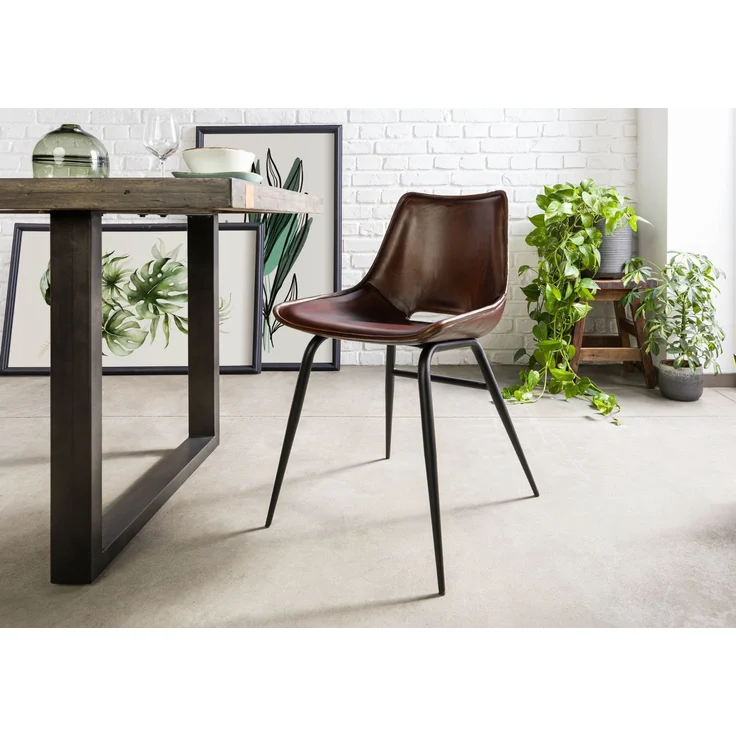 IRON LABEL Stuhl #22 47x59x78 braun Echtleder – Bild 7
