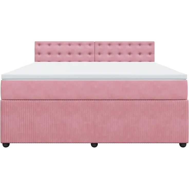 vidaXL Boxspringbett mit Matratze Rosa 180x200 cm Samt 3287823 – Bild 4