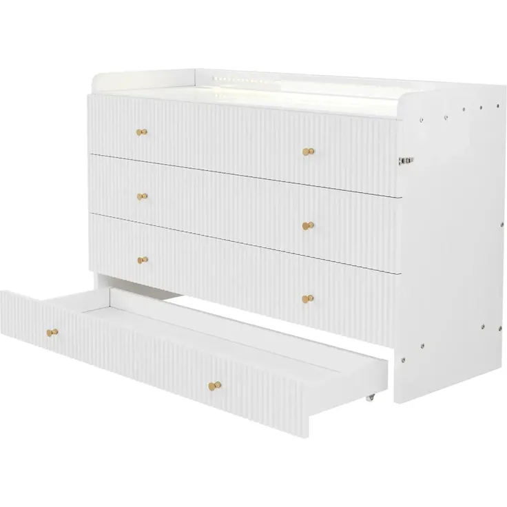 Schrankbett mit Mehrfachsteckdose, Schublade und RGB LED-Streifen, 140x200cm, Wandklappbett, horizontal klappbar, platzsparend – Bild 8