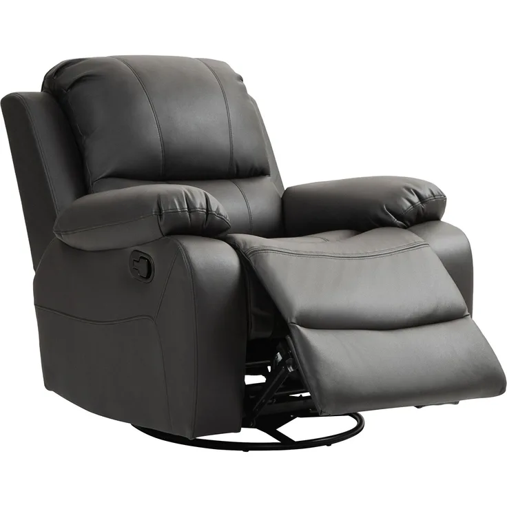 Wohnora-Relaxsessel, verstellbare Lehne & Fußstütze, drehbar, bis 150 kg, Stahlrahmen, 93x100x98cm, Schwarz,H 980cm x T 930cm x B 1000cm