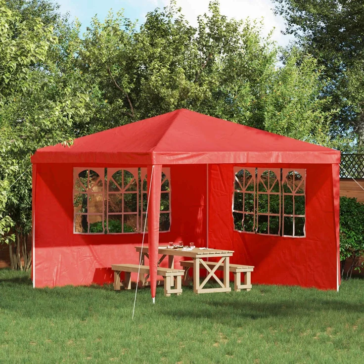 vidaXL Partyzelt-Seitenteil 2 Stk. 300 x 195 cm Rot PE und Stahl 42033004 – Bild 1