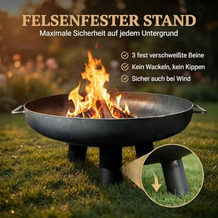 SOUK ONE Feuerschalen Kreta 80 cm, Feuerschale Feuerstelle für den Garten, Funkenschutz, Terrasse und Balkon, Feuertonne und Feuerkorb (Ø 80cm Kreta) – Bild 5