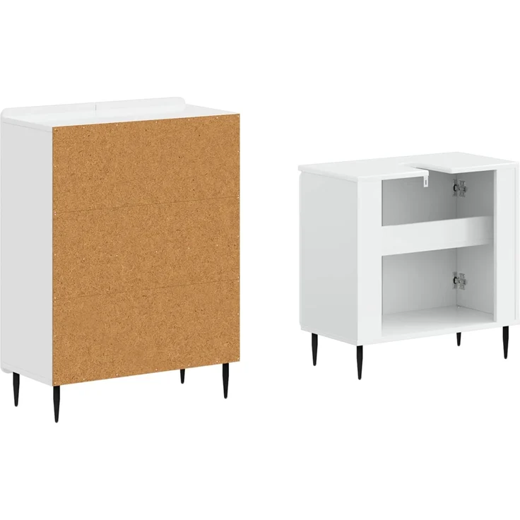 vidaXL 2-teiliges Badezimmer Schrank Set ZWOLLE Hochglanz Weiß 3417598 – Bild 5