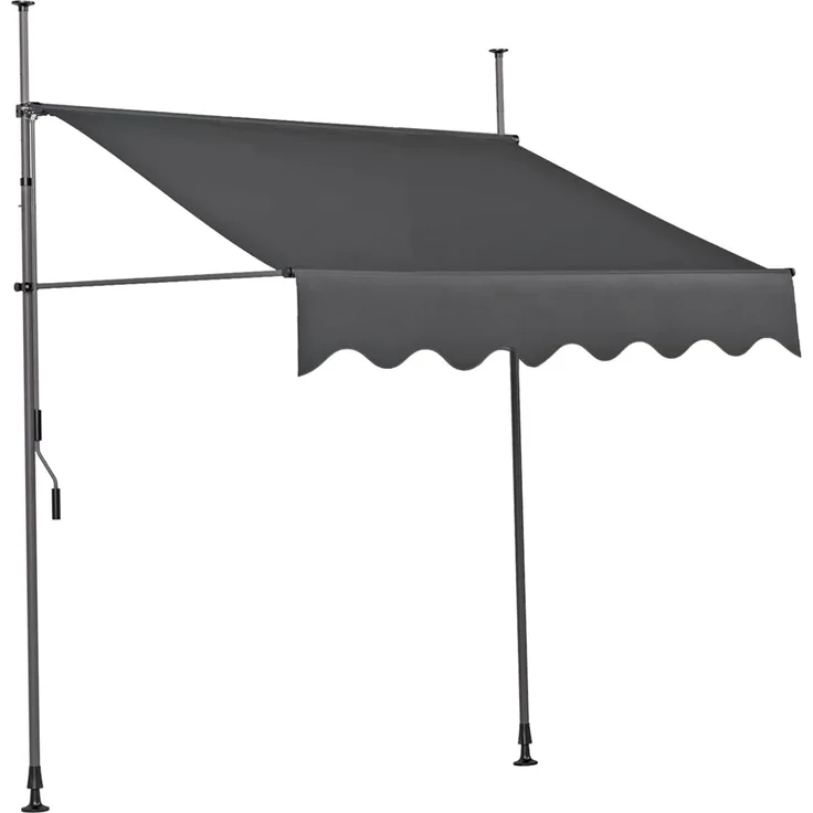 Klemmmarkise SCHRABO 250cm Ohne Bohren Höhenverstellbar Anthrazit Polyester | Markise Terrasse Balkonmarkise Sonnenschutz UV-Beständig