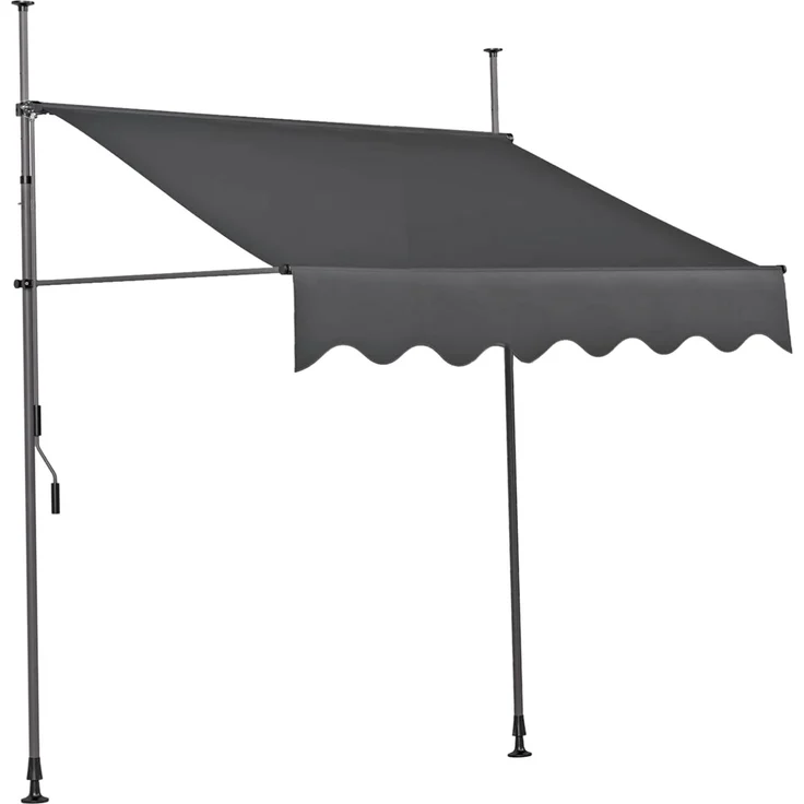 Klemmmarkise SCHRABO 250cm Ohne Bohren Höhenverstellbar Anthrazit Polyester | Markise Terrasse Balkonmarkise Sonnenschutz UV-Beständig