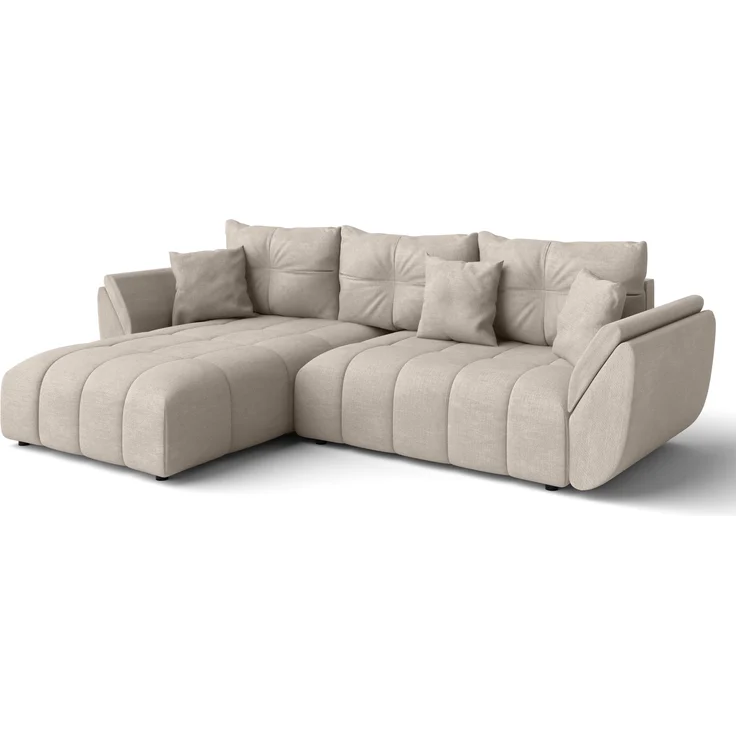 AX LIVING L Form hellbraune Ecksofa Verciani Schlaffunktion Bettkasten – Bild 2