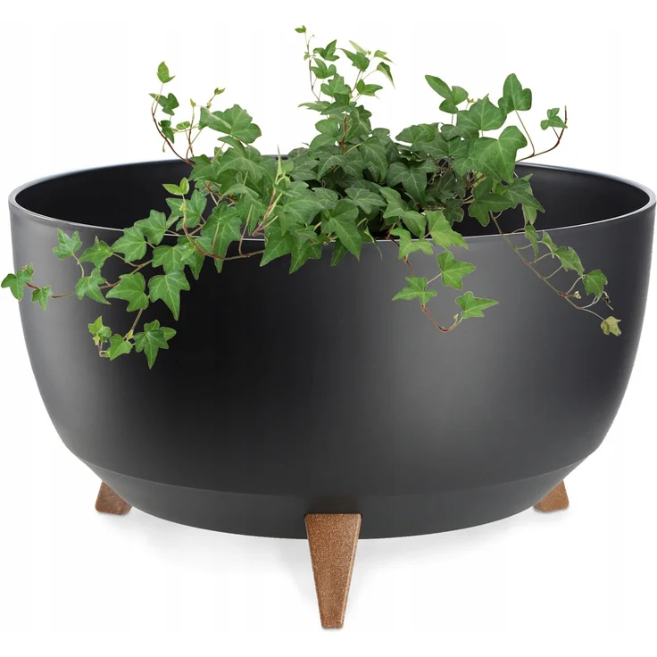 KADAX Blumentopf Blumentopf 47 cm Abdeckung + Einsteckbeine Blumenständer Schwarz – Bild 6