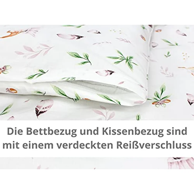 TupTam Babybettwäsche Baby Wiegenset 4-teilig Bettwäsche-Set: Bettdecke Bezug Kopfkissen – Bild 3
