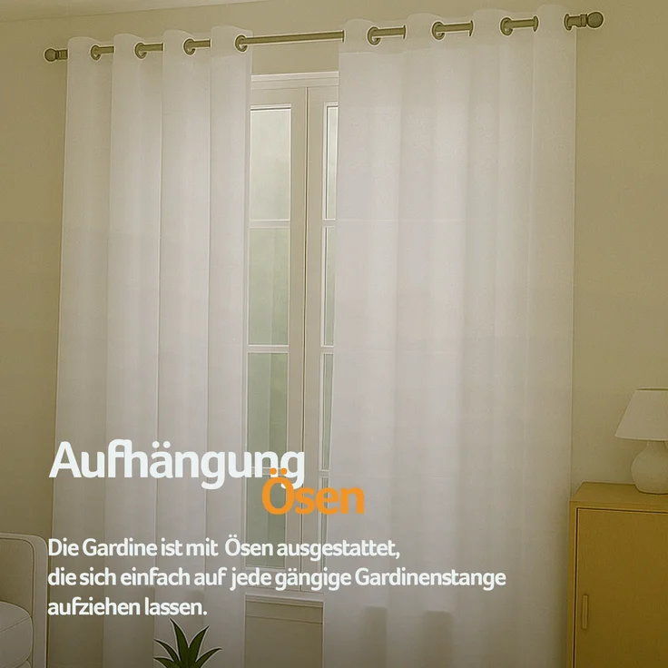 Gardine mit Ösen *** x *** cm ( Breite x Länge ) in ***, blickdichter Vorhang, Ösenvorhang in vielen Variationen 140x245 cm Weiß – Bild 6