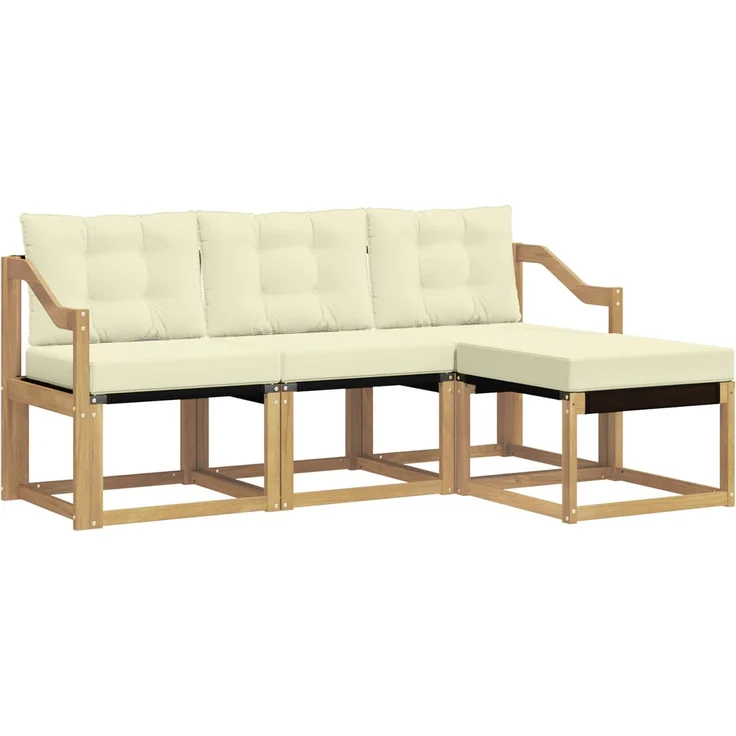 vidaXL Outdoor-Sofagarnitur mit Kissen 4 pcs Weiß und Creme 3389364 – Bild 2