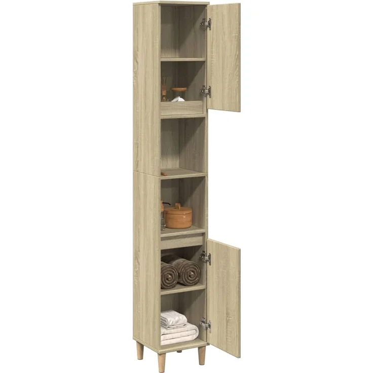 vidaXL Badschrank Sonoma-Eiche 30x30x190 cm Holzwerkstoff 849657 – Bild 2