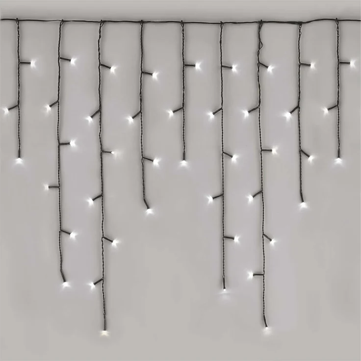 EMOS LED-Eisregen Lichterkette, 3,6m Weihnachtslichterkette + 5m Zuleitung, 200 LEDs, 8 Lichtmodi, Netzteil, IP44 für Innen und Außen, Kaltweiß – Bild 1