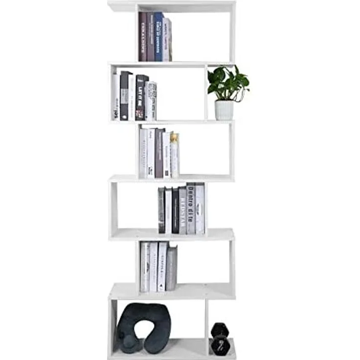 Mondeer Bücherregal, Würfelregal Bücherschrank 6 Fächer Regal Holz for CDs Magazine in Büro Wohnzimmer Schlafzimmer 70 x 24 x 190 cm Weiß