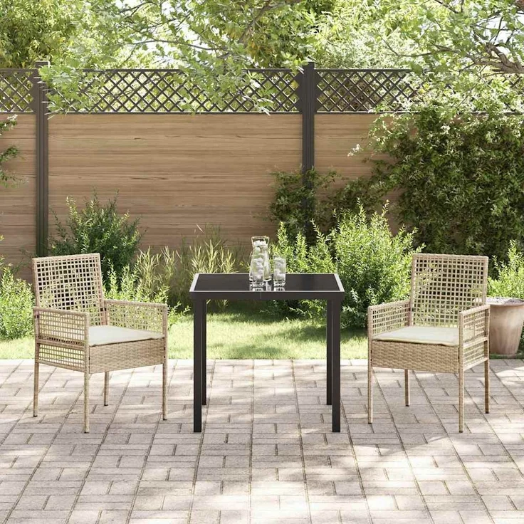 vidaXL Gartenstuhl mit Kissen 2 pcs Beige 55 x 53 x 85 cm Poly-Rattan 42003449 – Bild 2