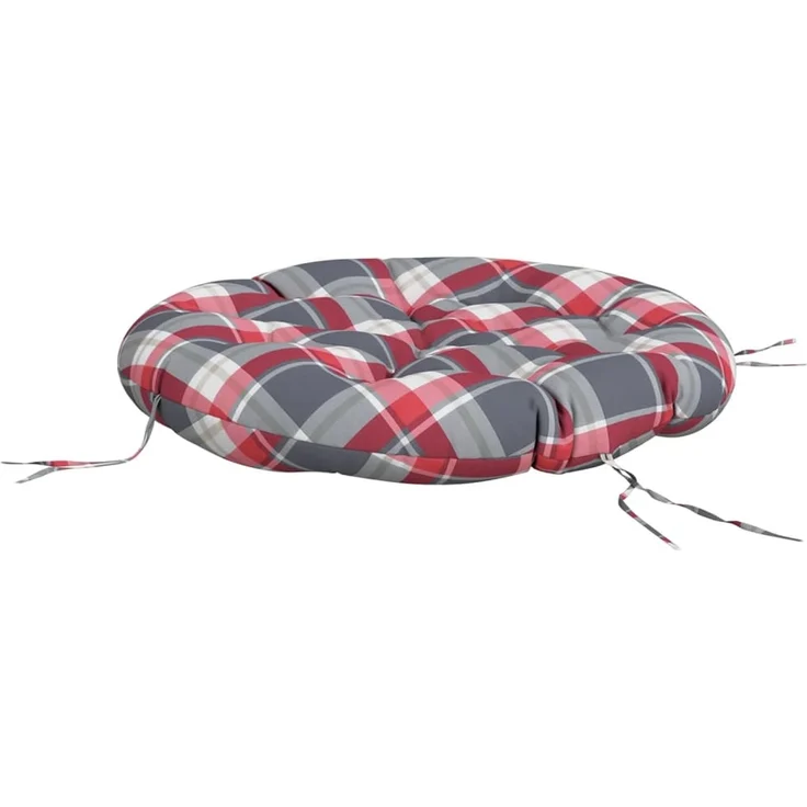 vidaXL Kissen Rund Rot Karomuster Ø 100x11 cm Oxford-Gewebe 361975 – Bild 4