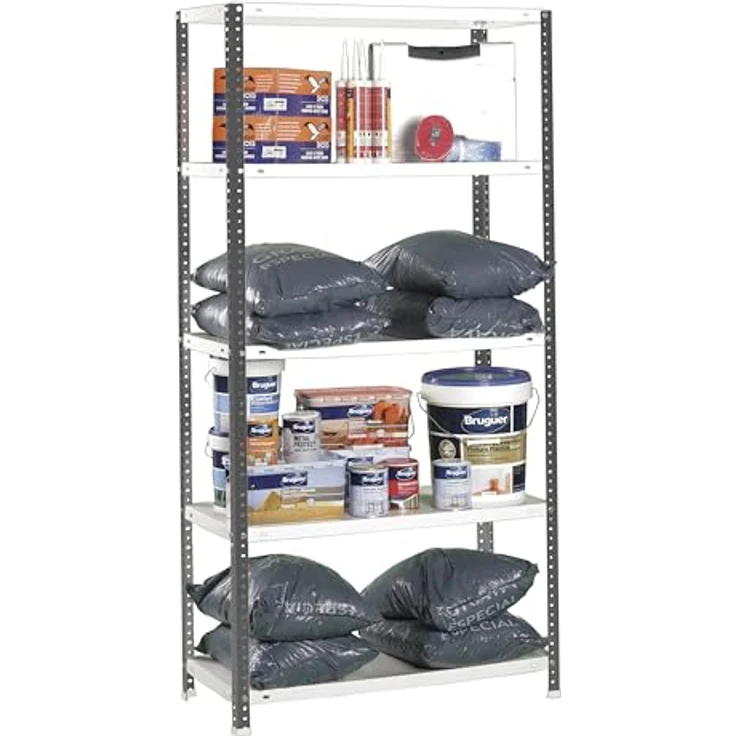Simon Rack Metallregal, 5 verstellbare Regalböden, 100 kg Biegepunkt, 2000 x 1000 x 300 mm, mit Schrauben, Lagerregal, Anthrazit/Weiß, Comfort – Bild 8