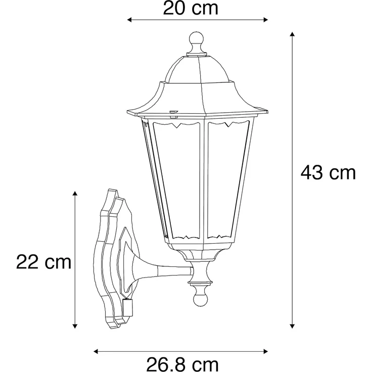 Qazqa Außen-Wandleuchte Havana, ohne Leuchtmittel, E27, Schwarz, Klassisch / Antik, Aluminium, 1-flammig – Bild 3
