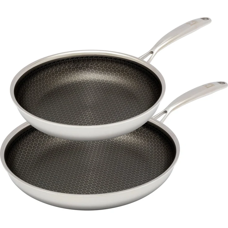 HENSSLERS Pfannen-Set, Edelstahl (Set, 2-tlg, 1x Bratpfanne Ø 24 cm, 1x Bratpfanne Ø 28 cm), 3-Schicht Material, Wabenstruktur und Antihaftbeschichtung, Induktion – Bild 1