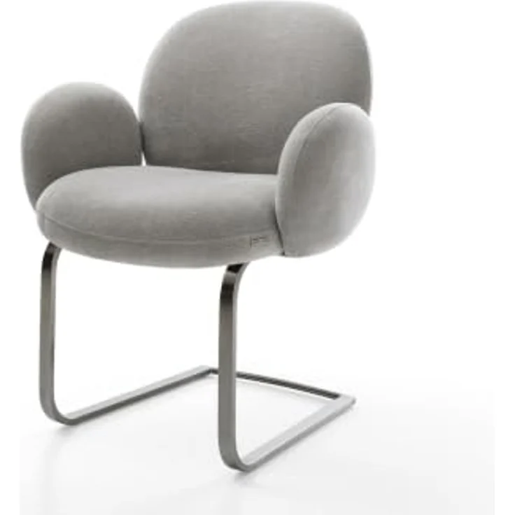 Freischwinger Nube-Flex mit Armlehnen Strukturstoff Soft Grau Freischwinger flach Graphit Taschenfederkern – Bild 2
