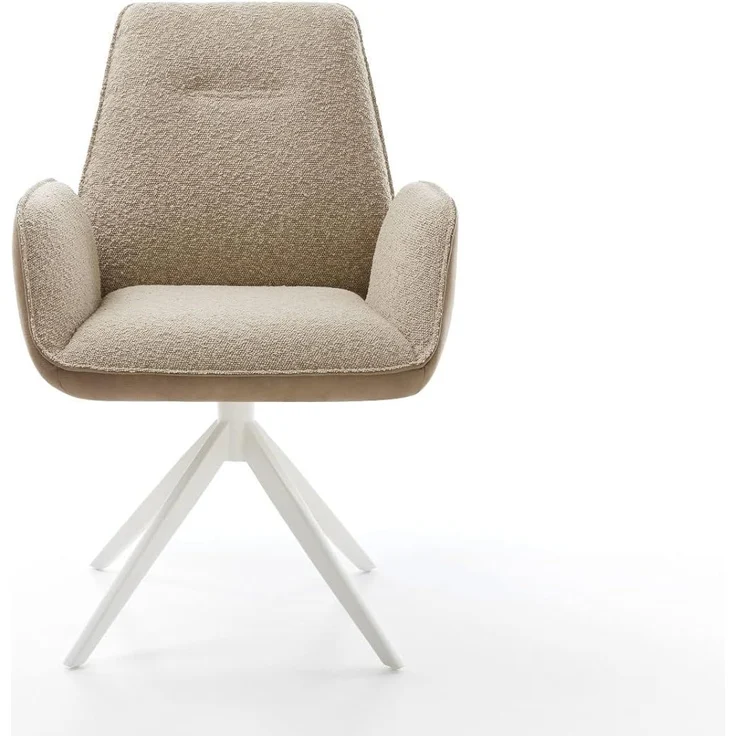 Drehstuhl Zoa-Flex Materialmix Schlamm Kreuzgestell breit Weiß 360° drehbar Wippfunktion Taschenfederkern – Bild 3