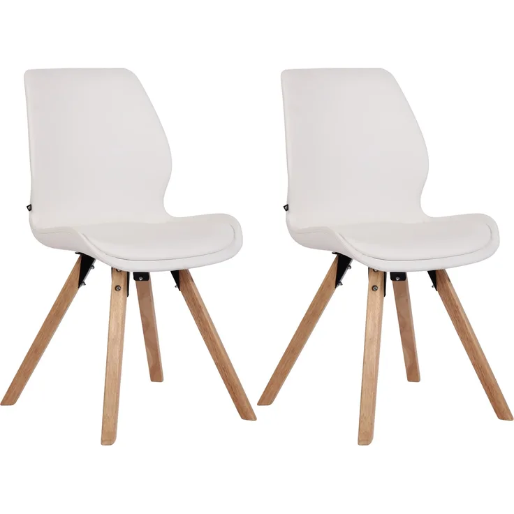 CLP 2er Set Stuhl Luna Kunststoff Stoff Samt Kunstleder,weiß Kunstleder