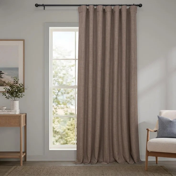HPD Half Price Drapes Verdunkelungsvorhänge aus Kunstleinen, extra breit, für Schlafzimmer, 274 cm lang (1 Panel), 254 x 274 cm (B x L), Vorhänge für Wohnzimmer, Heimdekoration, niederländischer Kakao