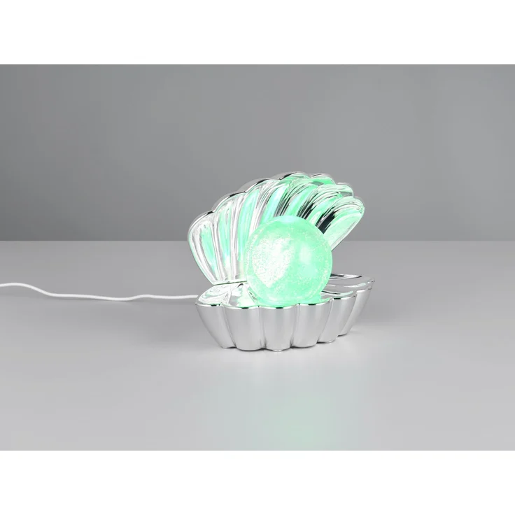 USB Muschel Tischlampe Silber Chrom mit RGB Beleuchtung, Höhe 14cm – Bild 5