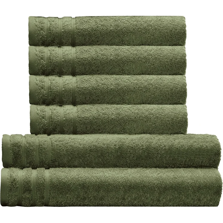 Kleine Wolke Handtuch Set Royal, 6 Stück (4 Handtücher 50/100 cm + 2 Duschtücher 70/140 cm), Frottier (Set, 6-St), Uni Farben, mit Bordüre, weich, in verschiedenen Sets erhältlich – Bild 1