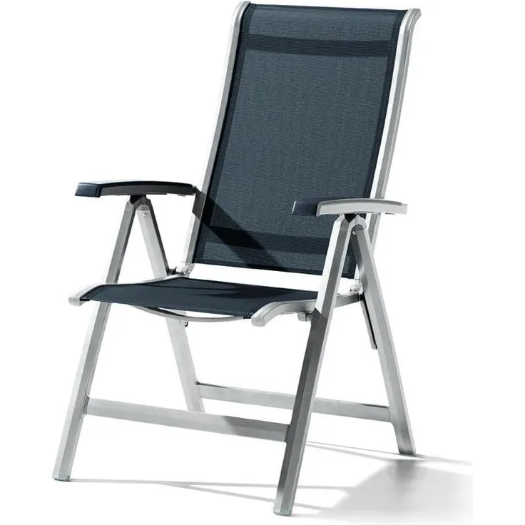 Sieger Calvi Klappsessel mit Polyesterbeschichtung, Aluminium Graphit 61 x 109 x 69 cm