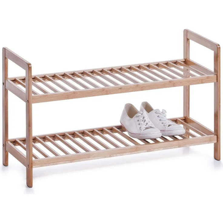 Schuhregal aus Bambus mit 2 Ebenen, 70 x 26 x 40 cm