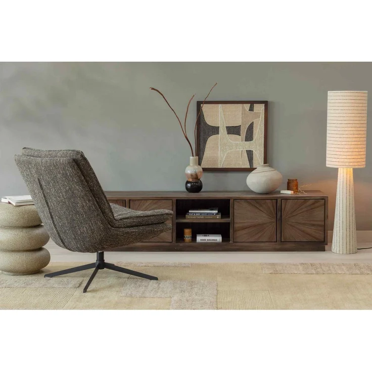 Drehsessel Milaro aus weichem Webstoff, modern und drehbar, Braun Melange, bequeme Polsterung – Bild 2