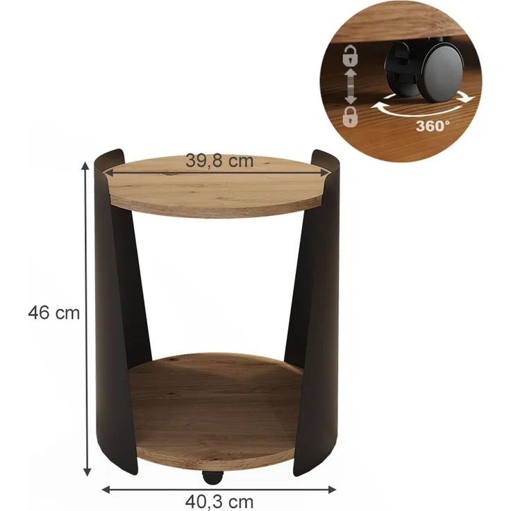 Couchtisch Eiche 40x40 cm Vicco – Bild 2