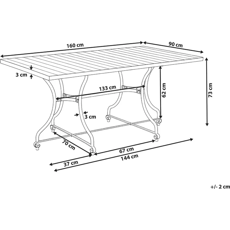 Gartentisch LASCARI 160 cm 90 cm Akazienholz Hellbraun – Bild 3