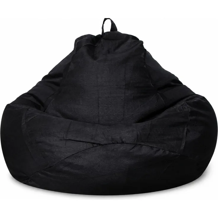 Sitzsack-Hülle ohne Füllmaterial, Schwarz, 70 x 80 cm, Stoffbezug für Innen- und Außenbereich