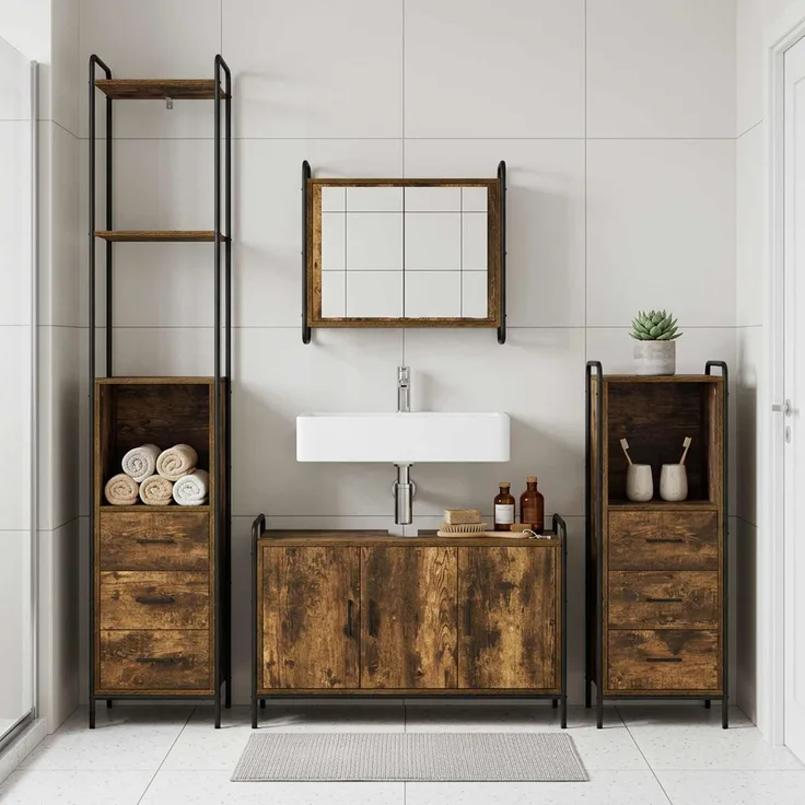 vidaXL Badezimmerschrank-Set 4 stk. Räuchereiche 40 x 36 x 200,5 cm 3444671