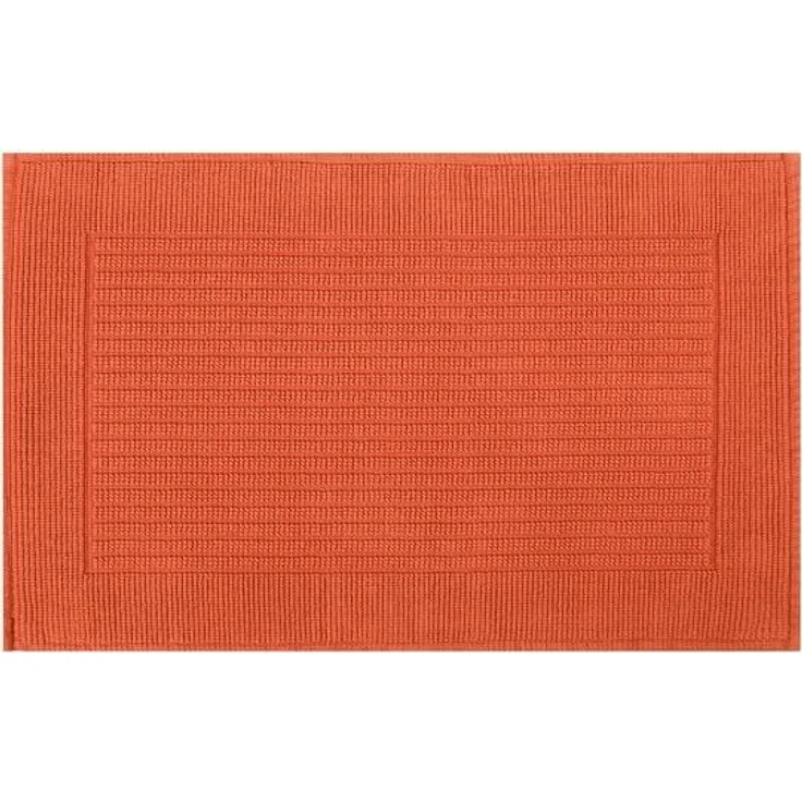 Spirella Badteppich Milu Badematte Duschvorleger 100% Baumwolle | flauschig | rutschhemmend | geeignet für Fußbodenheizung | 50x80 cm | Orange Tangerine