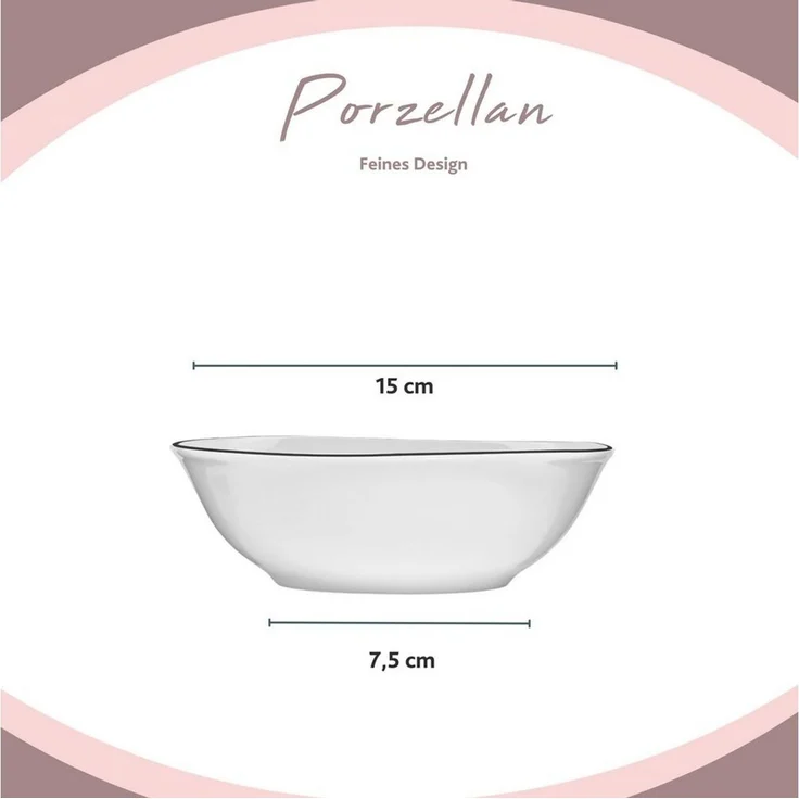 SÄNGER Müslischale Set Bilgola Black Rim, Porzellan, (Set, 6-tlg), Ø15x4,5cm, 300ml, spülmaschinengeeignet, Premium Collection – Bild 2