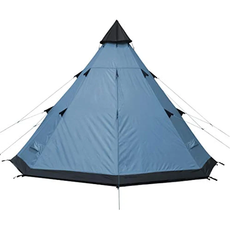 your GEAR Zelt Lido - Tipi-Zelt für 3 oder 4 Personen, Campingzelt mit eingenähtem Boden, Insektenschutz und Stehhöhe, Pyramidenzelt mit UV 50+ Sonnenschutz, Festivalzelt mit 5000 mm Wassersäule, Blau & Grau – Bild 3