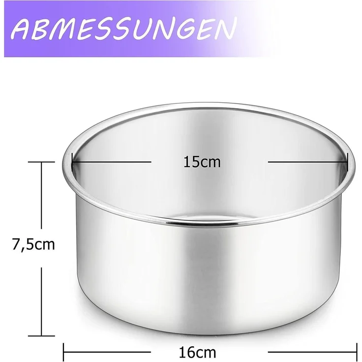 Homikit 3-Stück Runde 16cm Kuchenformen Backformen Set Edelstahl Auslaufsicher – Bild 2