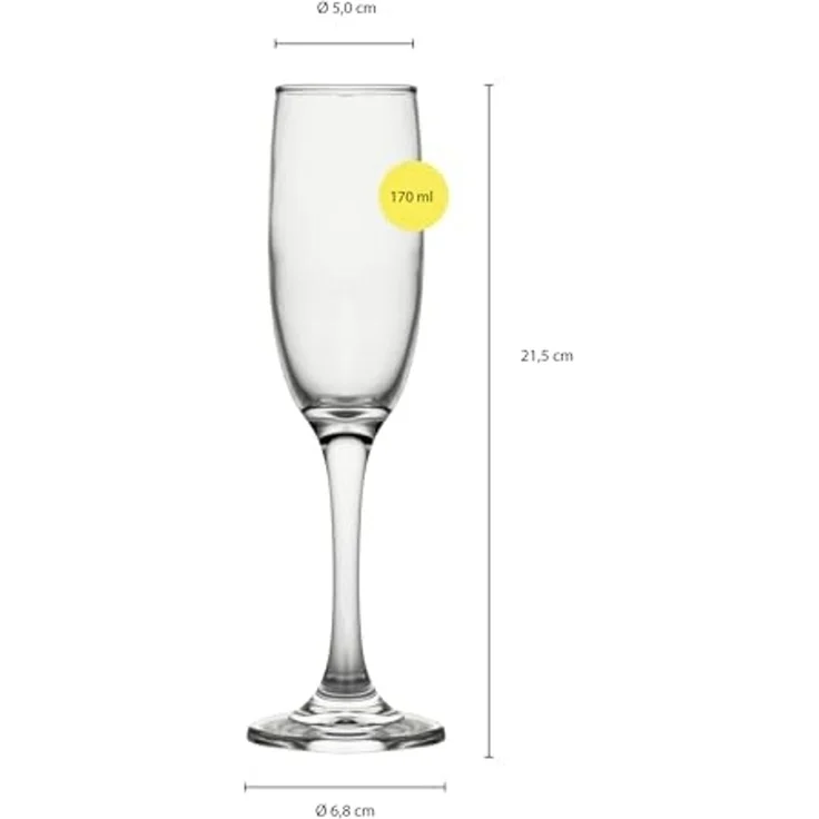ECHTWERK Sektglas Champagnerkelche Set 170 ml, 6-tlg, Glas, für Champagner, Schaumwein, Aperitifs, ideal für Feierlichkeiten – Bild 3