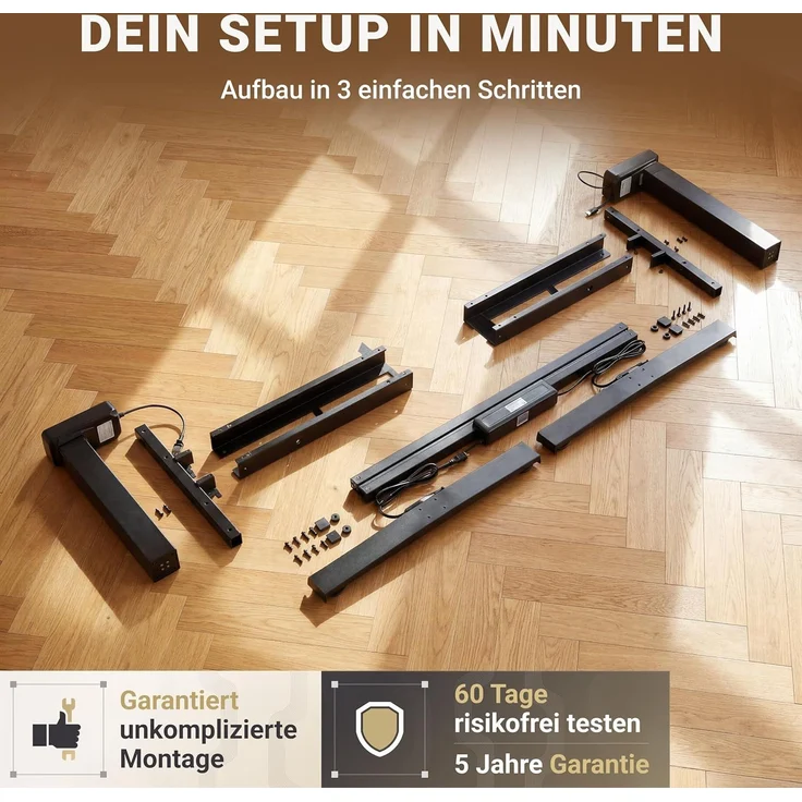 boho office® Basic Line - elektrisch stufenlos höhenverstellbarer Schreibtisch in Silber mit Memory-Funktion sowie einstellbaren Kollisionsschutz und Soft-Start/Stop – Bild 7
