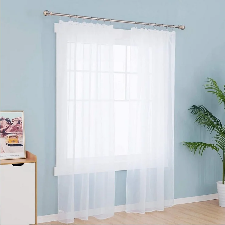 Deconovo Vorhang Wohnzimmer Gardinenschals mit Kräuselband Gardinen Wohnzimmer 2er Set, Transparent Stores Schal Schlafzimmer einfarbig Voile Vorhangschals