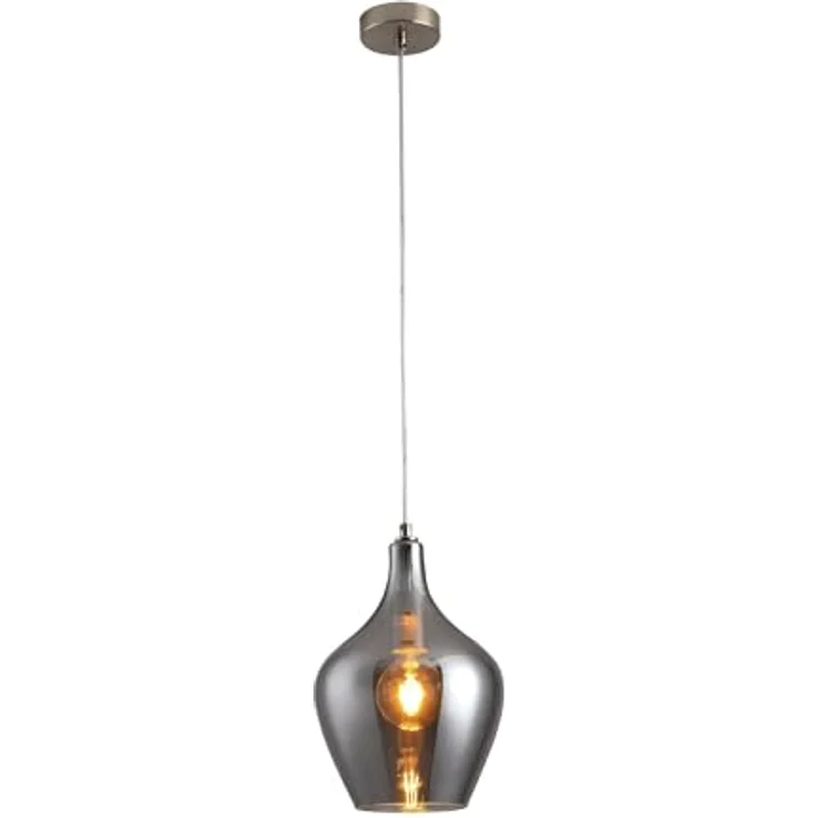Pendelleuchte LA BURBUJA 20169 – Ø22CM Matt Nickel mit rauchigem Glas, 1-flammig E27 – Bild 2