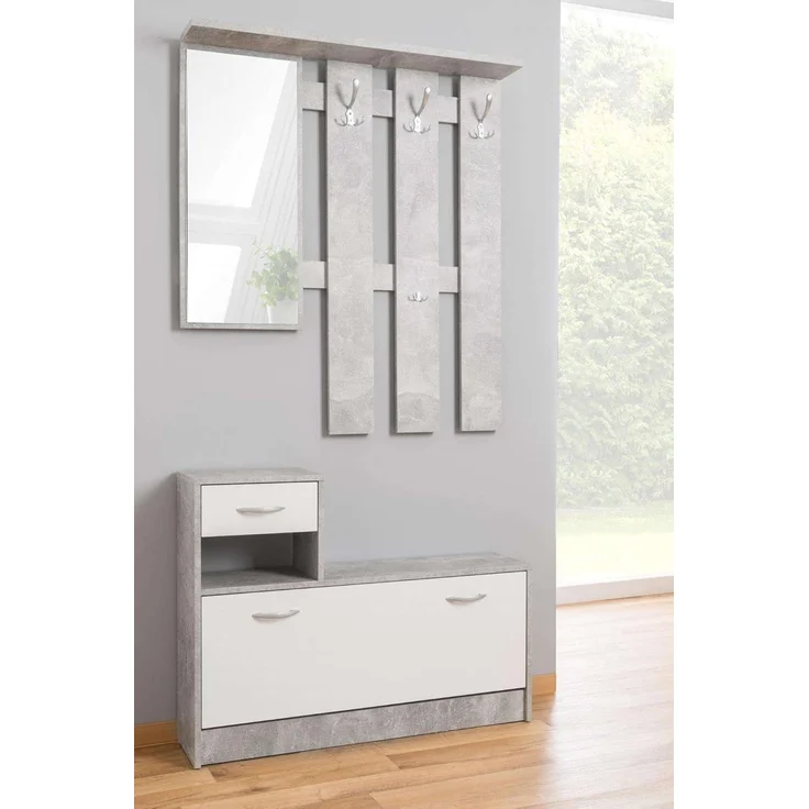 Esidra Dmora - Armadio multiuso Sillano, Mobile multifunzione portascope, Guardaroba a 3 ante, 116x35h190 cm, Bianco – Bild 2