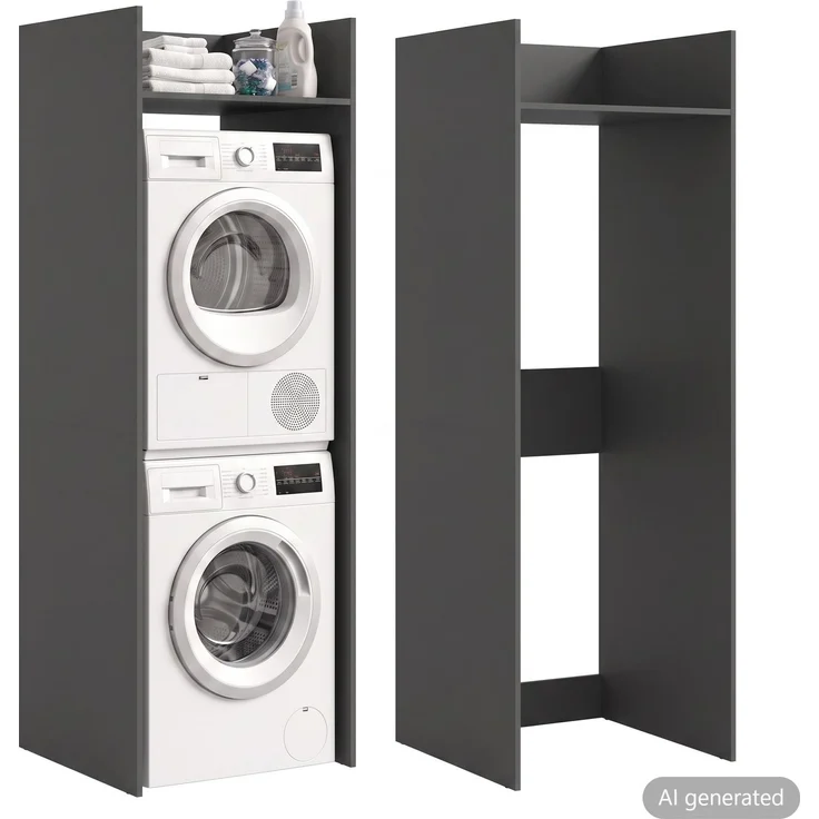 Waschmaschinenschrank (B/H/T: 66x195x62 cm) in anthrazit Nachbildung – Bild 1