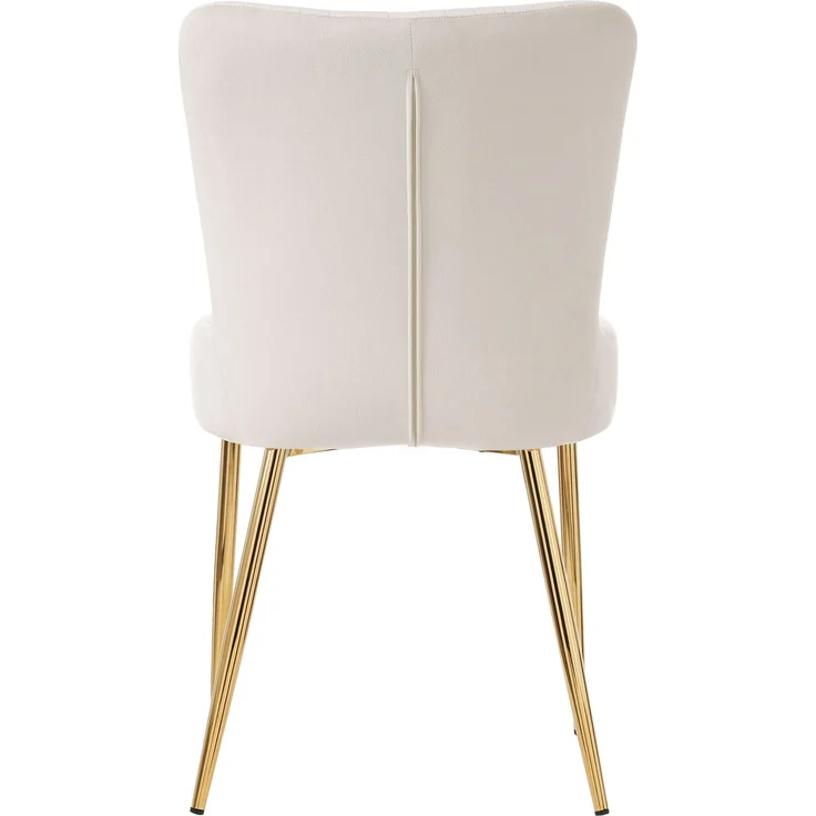 Esszimmerstuhl 2er-Set, Samt mit Metallgestell, Lounge-Design, 85x43x47, beige/gold – Bild 7